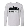 thumbnail image 1 of Inktastic Dallas Texas City Skyline with Grunge Long Sleeve Youth T-Shirt, 1 of 5