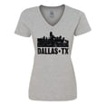 thumbnail image 1 of Inktastic Dallas Texas City Skyline with Grunge Women's V-Neck T-Shirt, 1 of 5