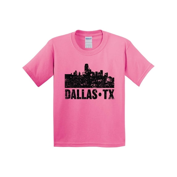 Inktastic Dallas Texas City Skyline with Grunge Youth T-Shirt