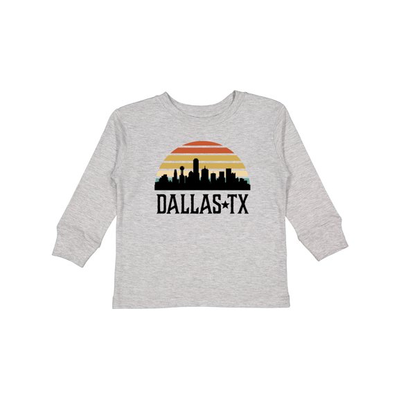 Inktastic Dallas Texas Skyline Vintage Boys or Girls Long Sleeve Toddler T-Shirt