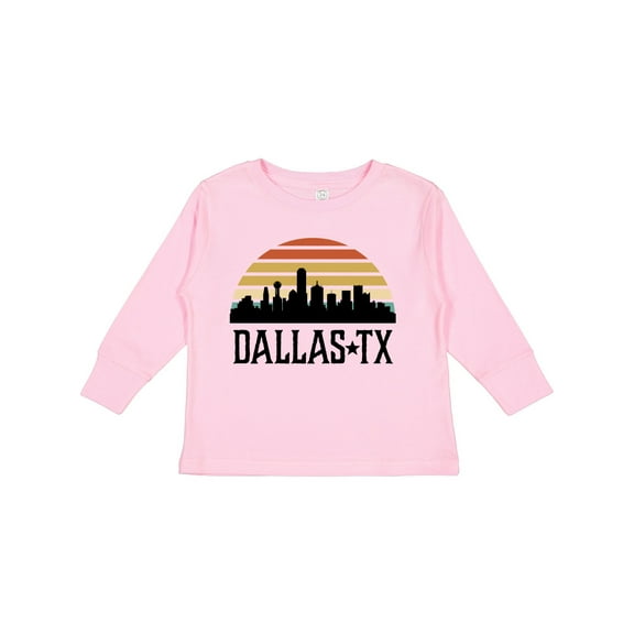 Inktastic Dallas Texas Skyline Vintage Boys or Girls Long Sleeve Toddler T-Shirt