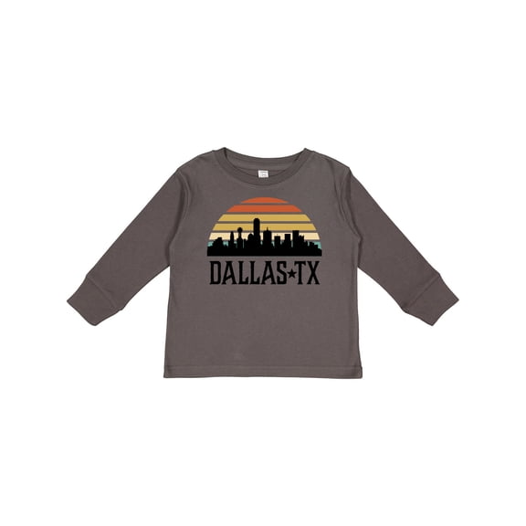 Inktastic Dallas Texas Skyline Vintage Boys or Girls Long Sleeve Toddler T-Shirt