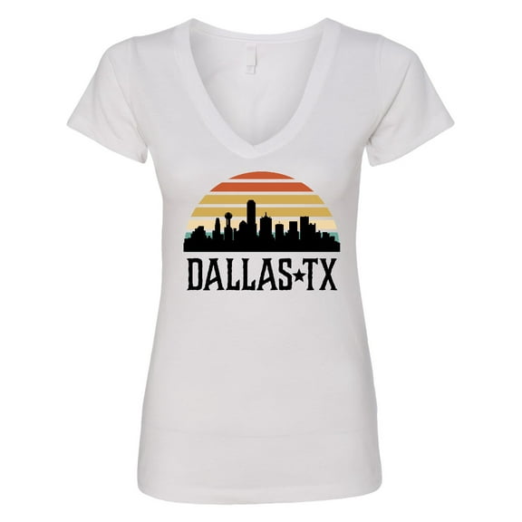 Inktastic Dallas Texas Skyline Vintage Women's V-Neck T-Shirt