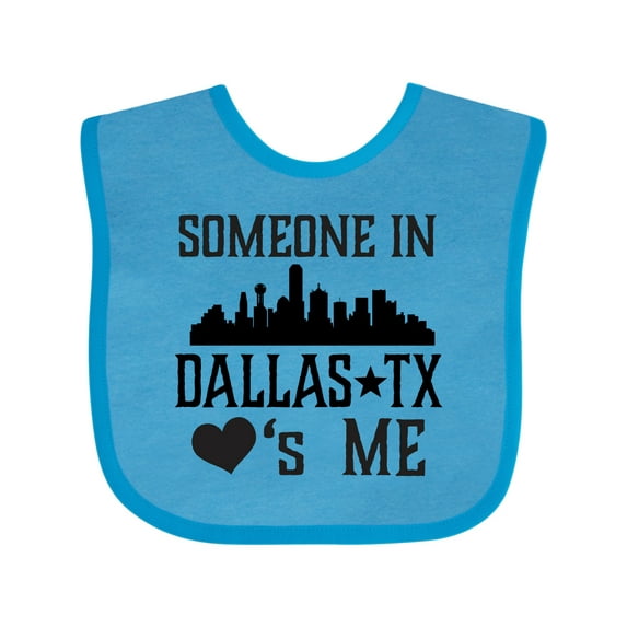 Inktastic Dallas Texas Someone Loves Me Boys or Girls Baby Bib