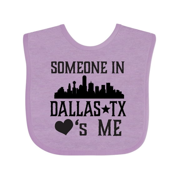 Inktastic Dallas Texas Someone Loves Me Boys or Girls Baby Bib