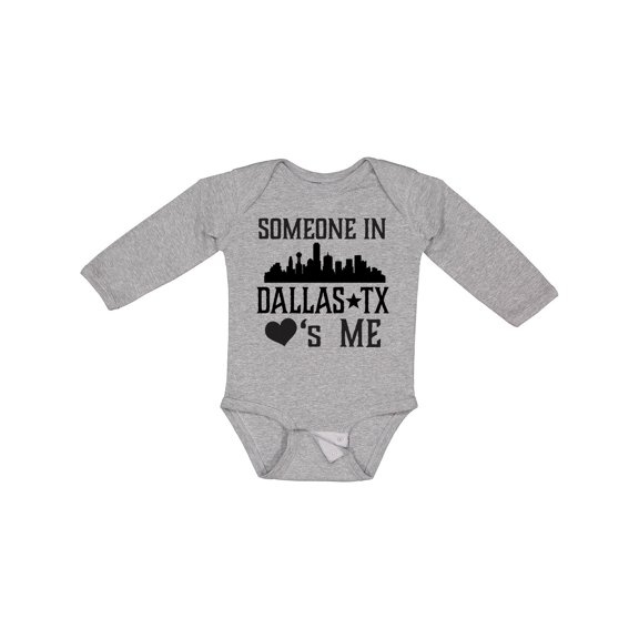 Inktastic Dallas Texas Someone Loves Me Boys or Girls Long Sleeve Baby Bodysuit