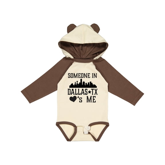 Inktastic Dallas Texas Someone Loves Me Boys or Girls Long Sleeve Baby Bodysuit
