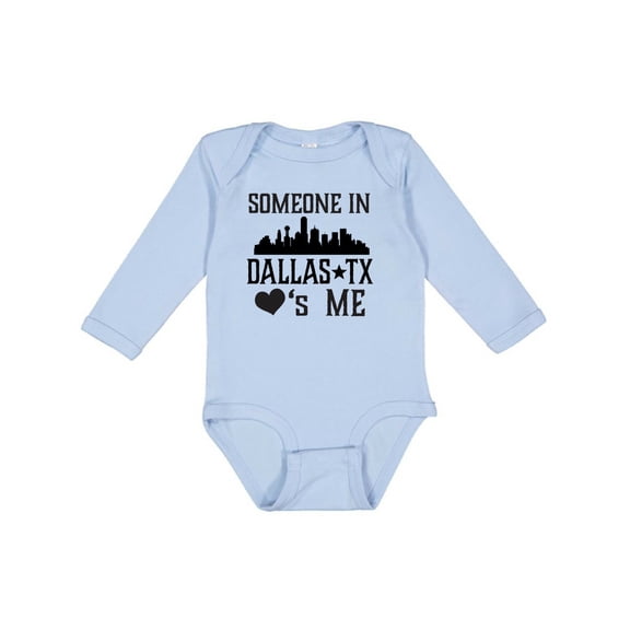 Inktastic Dallas Texas Someone Loves Me Boys or Girls Long Sleeve Baby Bodysuit