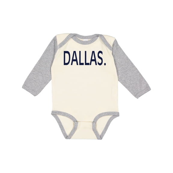 Inktastic Dallas in Blue Text Boys or Girls Long Sleeve Baby Bodysuit