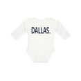 thumbnail image 1 of Inktastic Dallas in Blue Text Boys or Girls Long Sleeve Baby Bodysuit, 1 of 5