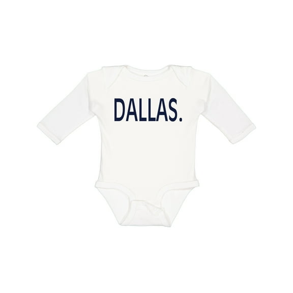 Inktastic Dallas in Blue Text Boys or Girls Long Sleeve Baby Bodysuit