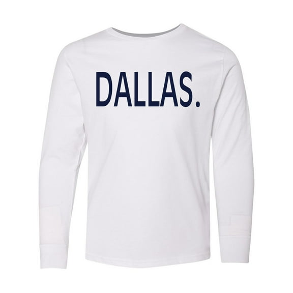 Inktastic Dallas in Blue Text Long Sleeve Youth T-Shirt