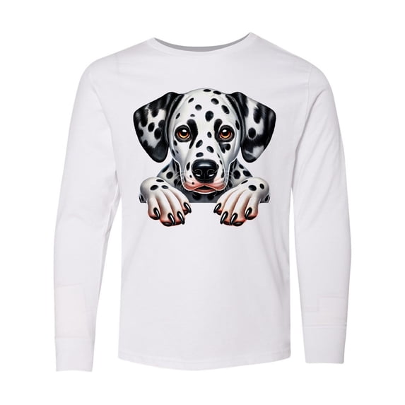 Inktastic Dalmatian Dog Illustration Long Sleeve Youth T-Shirt