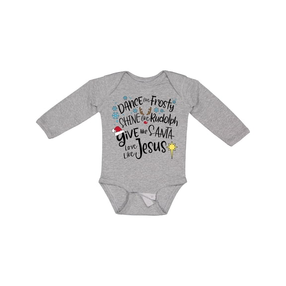 Inktastic Dance Like Frosty, Shine Like Rudolph, Give Like Santa Boys or Girls Long Sleeve Baby Bodysuit