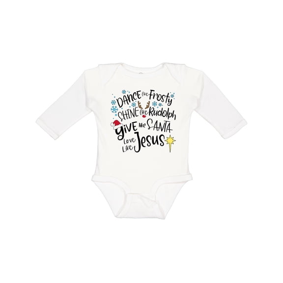 Inktastic Dance Like Frosty, Shine Like Rudolph, Give Like Santa Boys or Girls Long Sleeve Baby Bodysuit