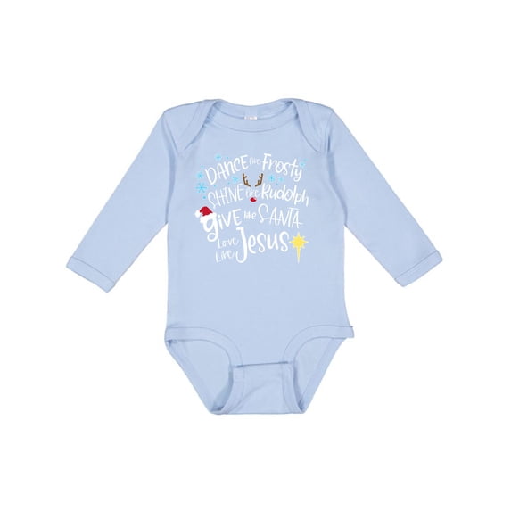 Inktastic Dance Like Frosty, Shine Like Rudolph, Give Like Santa Boys or Girls Long Sleeve Baby Bodysuit