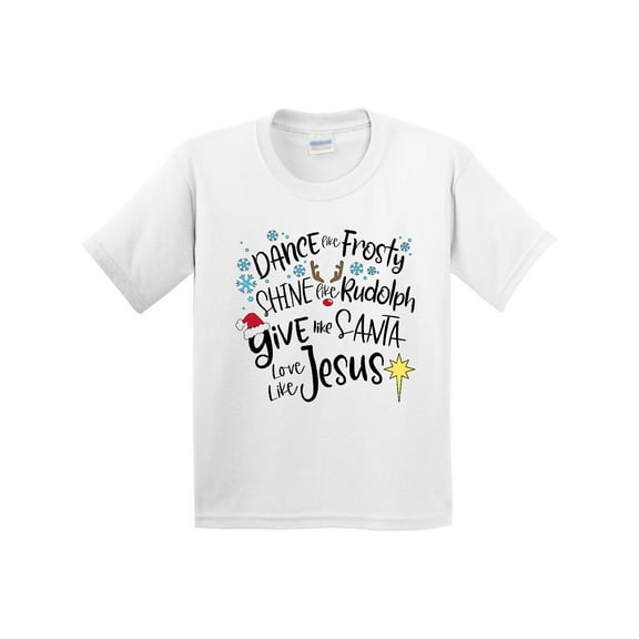 Inktastic Dance Like Frosty, Shine Like Rudolph, Give Like Santa Youth T-Shirt