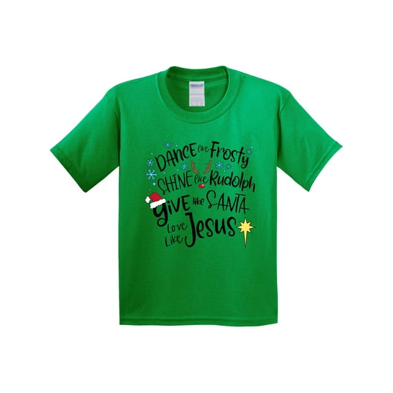 Inktastic Dance Like Frosty, Shine Like Rudolph, Give Like Santa Youth T-Shirt