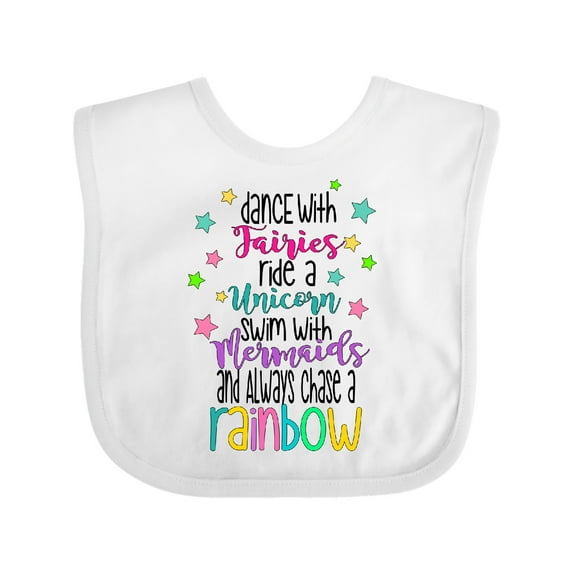 Inktastic Dance with Fairies, Ride a Unicorn, Swim with Mermaids Boys or Girls Baby Bib