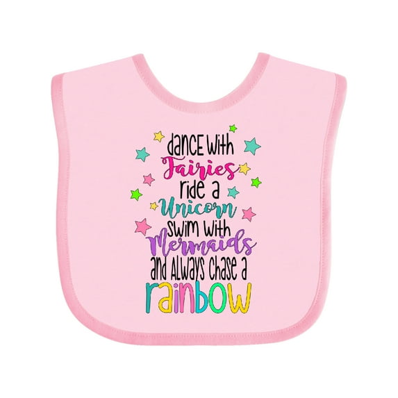 Inktastic Dance with Fairies, Ride a Unicorn, Swim with Mermaids Boys or Girls Baby Bib