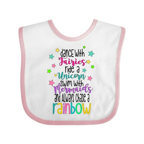 Inktastic Dance with Fairies, Ride a Unicorn, Swim with Mermaids Boys or Girls Baby Bib