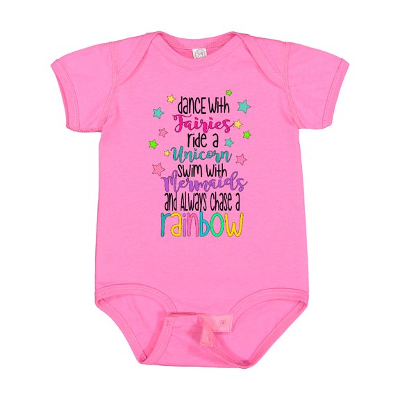 Inktastic Dance with Fairies, Ride a Unicorn, Swim with Mermaids Boys or Girls Baby Bodysuit