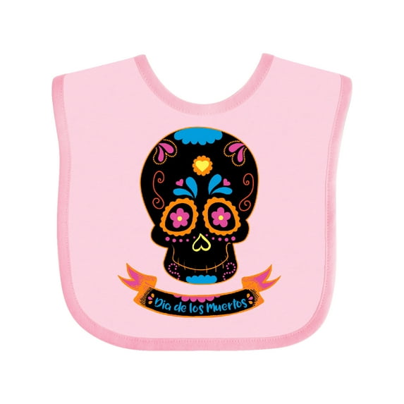 Inktastic Day Of The Dead Skull BLK Boys or Girls Baby Bib