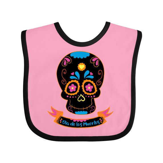 Inktastic Day Of The Dead Skull BLK Boys or Girls Baby Bib