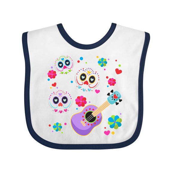 Inktastic Day of the Dead Owl Sugar Skulls and Guitar Boys or Girls Baby Bib
