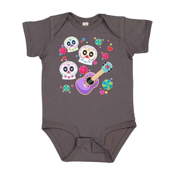 Inktastic Day of the Dead Owl Sugar Skulls and Guitar Boys or Girls Baby Bodysuit