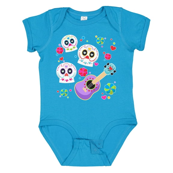 Inktastic Day of the Dead Owl Sugar Skulls and Guitar Boys or Girls Baby Bodysuit