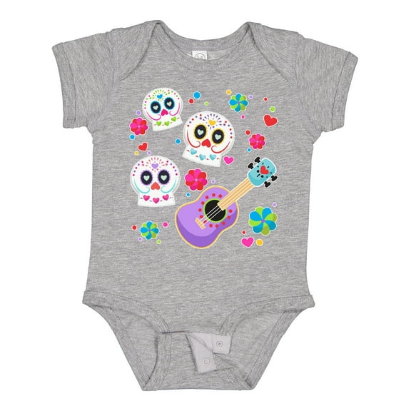 Inktastic Day of the Dead Owl Sugar Skulls and Guitar Boys or Girls Baby Bodysuit