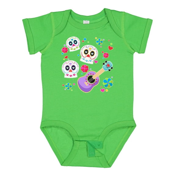 Inktastic Day of the Dead Owl Sugar Skulls and Guitar Boys or Girls Baby Bodysuit