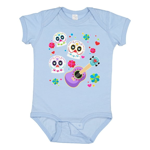 Inktastic Day of the Dead Owl Sugar Skulls and Guitar Boys or Girls Baby Bodysuit