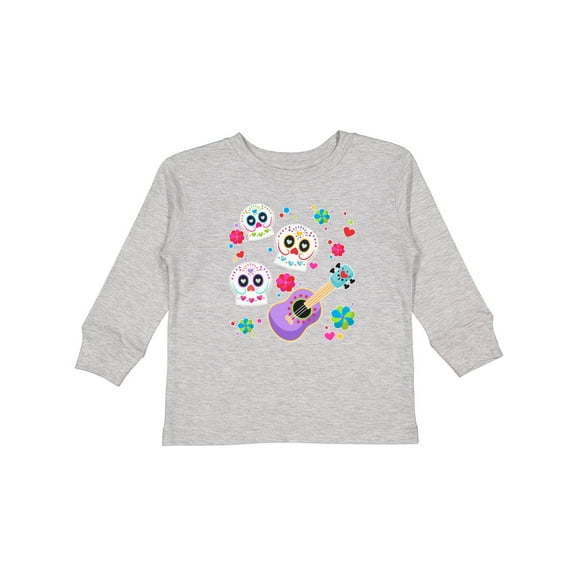 Inktastic Day of the Dead Owl Sugar Skulls and Guitar Boys or Girls Long Sleeve Toddler T-Shirt