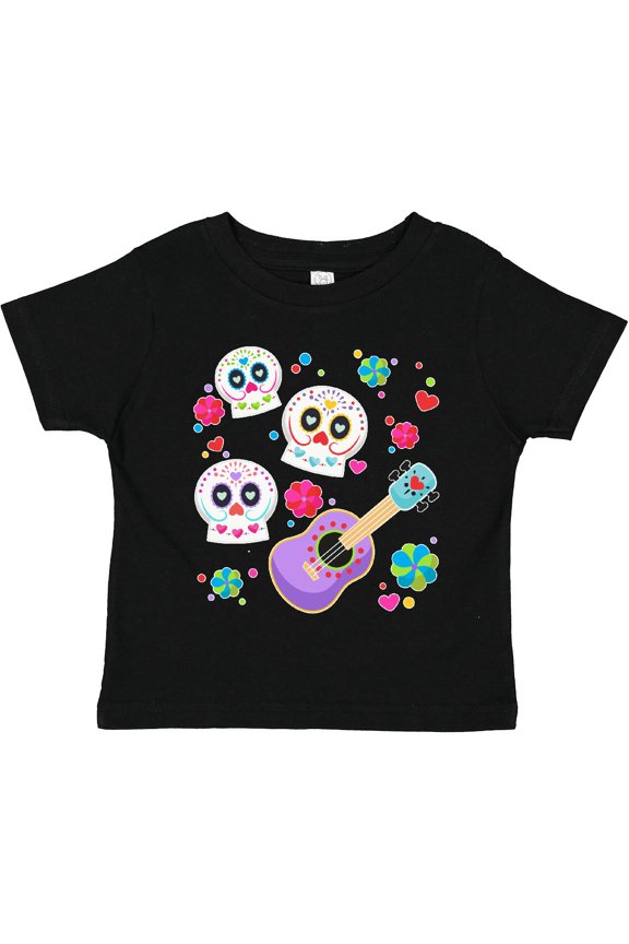 Day of the Dead Owl Sugar Skulls and Guitar Boys or Girls Toddler T-Shirt