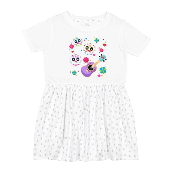 Inktastic Day of the Dead Owl Sugar Skulls and Guitar Girls Toddler Dress