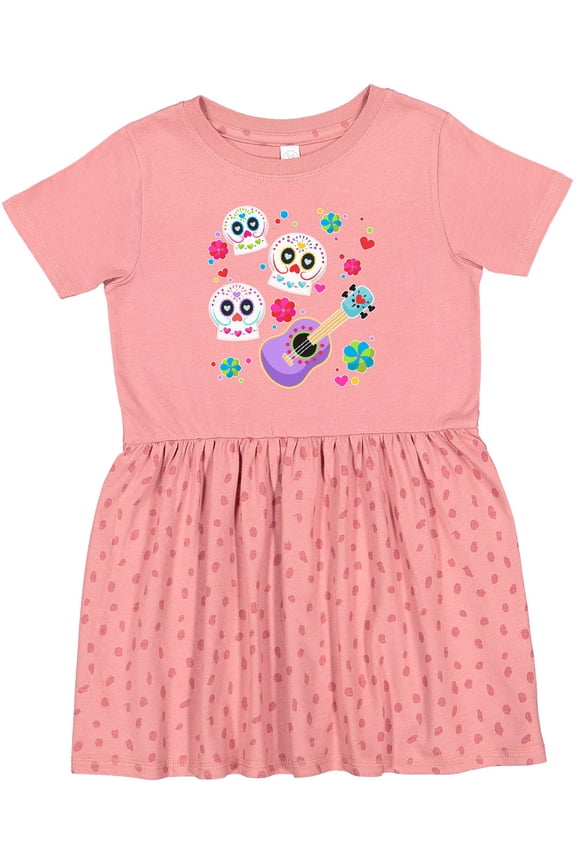 Day of the Dead Owl Sugar Skulls and Guitar Girls Toddler Dress