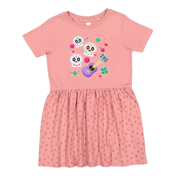 Inktastic Day of the Dead Owl Sugar Skulls and Guitar Girls Toddler Dress