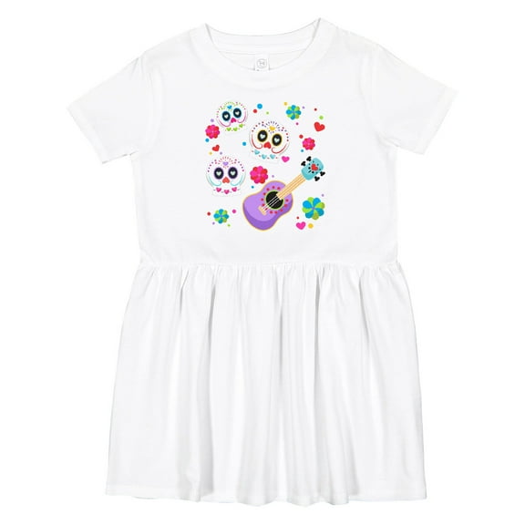 Inktastic Day of the Dead Owl Sugar Skulls and Guitar Girls Toddler Dress