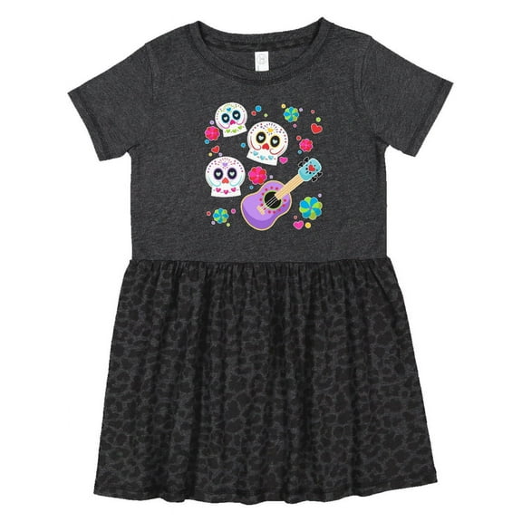 Inktastic Day of the Dead Owl Sugar Skulls and Guitar Girls Toddler Dress
