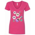 thumbnail image 1 of Inktastic Day of the Dead Owl Sugar Skulls and Guitar Women's V-Neck T-Shirt, 1 of 5