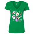 thumbnail image 1 of Inktastic Day of the Dead Owl Sugar Skulls and Guitar Women's V-Neck T-Shirt, 1 of 5