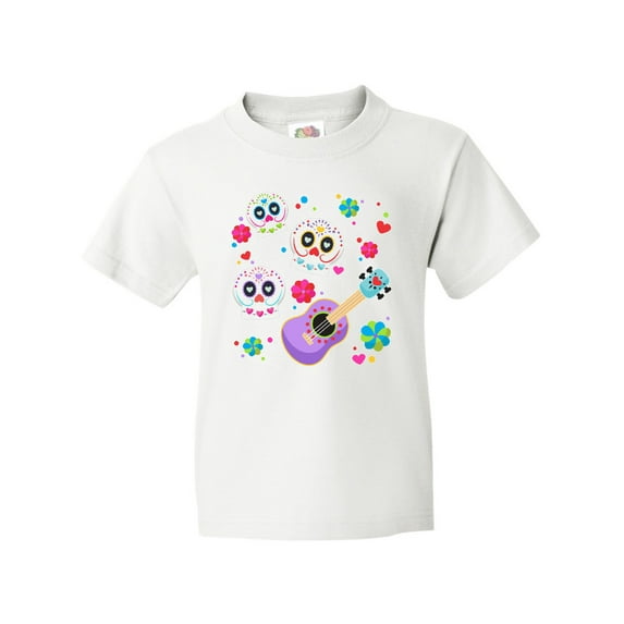 Inktastic Day of the Dead Owl Sugar Skulls and Guitar Youth T-Shirt