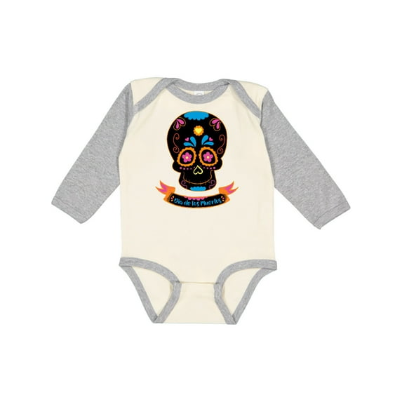Inktastic Day of the Dead Skull BLK Boys or Girls Long Sleeve Baby Bodysuit
