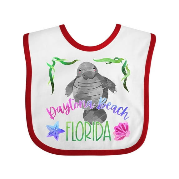 Inktastic Daytona Beach Florida Cute Swimming Manatee Boys or Girls Baby Bib