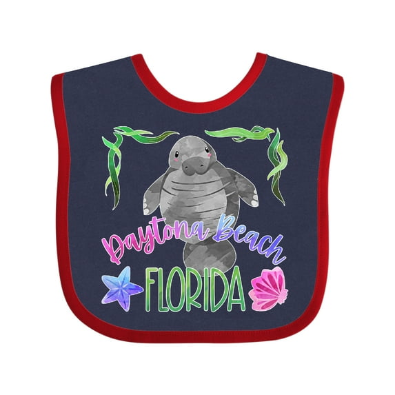 Inktastic Daytona Beach Florida Cute Swimming Manatee Boys or Girls Baby Bib