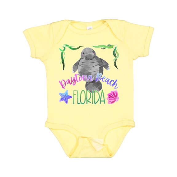 Inktastic Daytona Beach Florida Cute Swimming Manatee Boys or Girls Baby Bodysuit