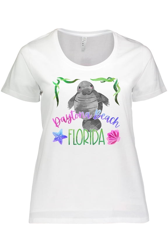 Daytona Beach Florida Cute Swimming Manatee Women's Plus Size T-Shirt