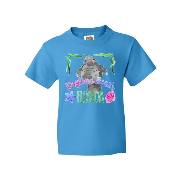 Inktastic Daytona Beach Florida Cute Swimming Manatee Youth T-Shirt